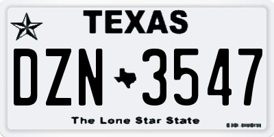 TX license plate DZN3547