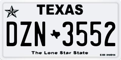 TX license plate DZN3552