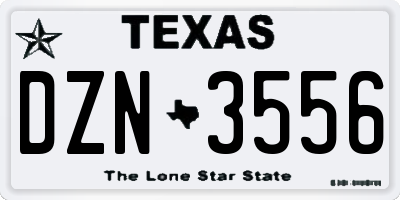 TX license plate DZN3556