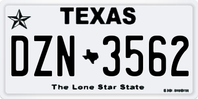 TX license plate DZN3562
