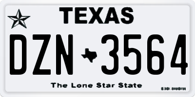 TX license plate DZN3564