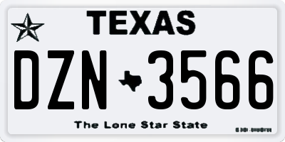 TX license plate DZN3566