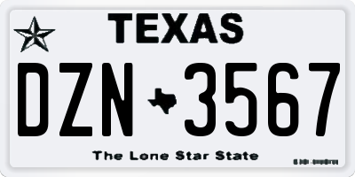 TX license plate DZN3567