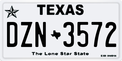 TX license plate DZN3572