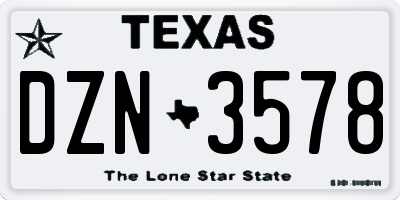 TX license plate DZN3578