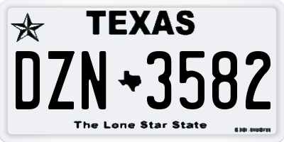 TX license plate DZN3582