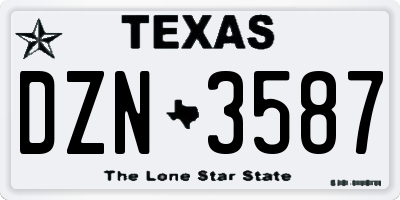 TX license plate DZN3587