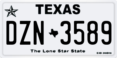 TX license plate DZN3589