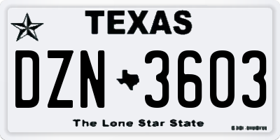 TX license plate DZN3603