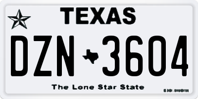 TX license plate DZN3604