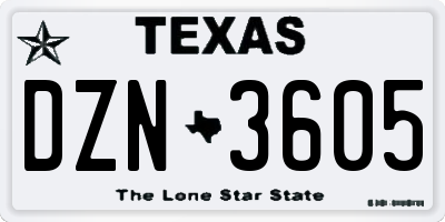 TX license plate DZN3605