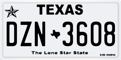 TX license plate DZN3608