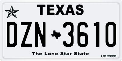 TX license plate DZN3610