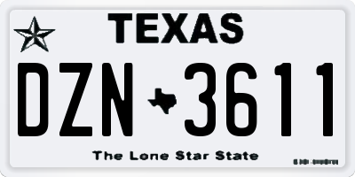 TX license plate DZN3611