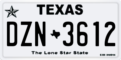 TX license plate DZN3612