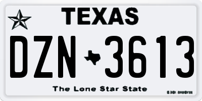TX license plate DZN3613