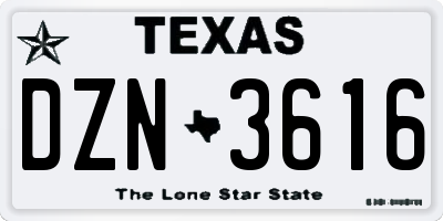 TX license plate DZN3616