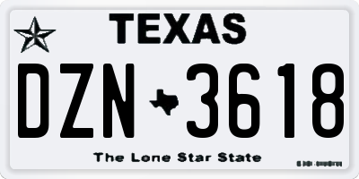 TX license plate DZN3618