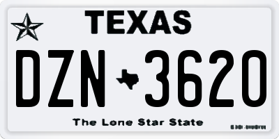 TX license plate DZN3620