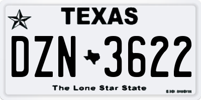 TX license plate DZN3622