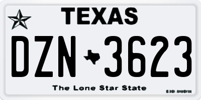 TX license plate DZN3623