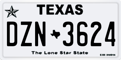 TX license plate DZN3624