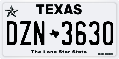 TX license plate DZN3630