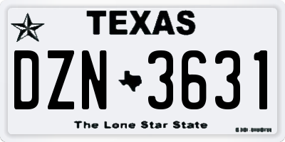 TX license plate DZN3631