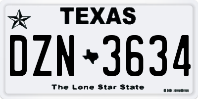 TX license plate DZN3634