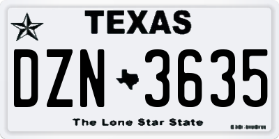 TX license plate DZN3635