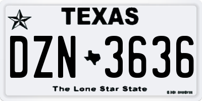 TX license plate DZN3636