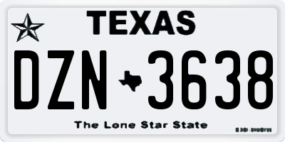 TX license plate DZN3638