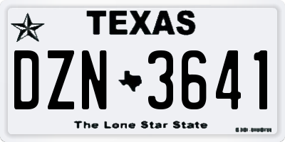 TX license plate DZN3641