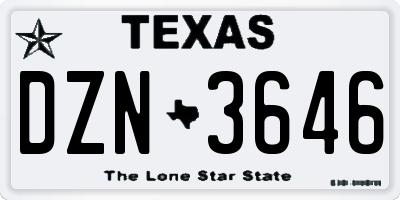 TX license plate DZN3646