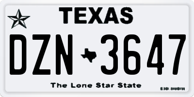 TX license plate DZN3647