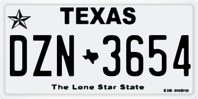 TX license plate DZN3654