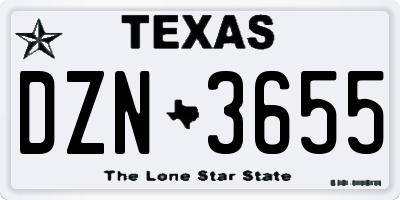 TX license plate DZN3655