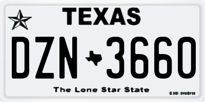 TX license plate DZN3660