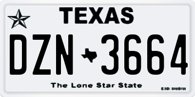 TX license plate DZN3664
