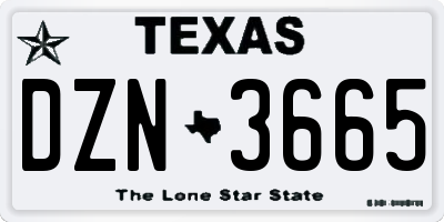 TX license plate DZN3665