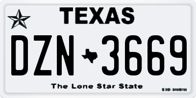 TX license plate DZN3669