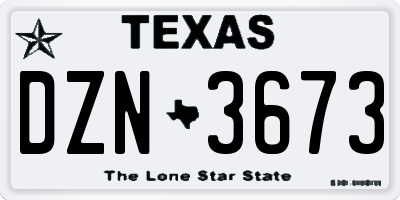 TX license plate DZN3673