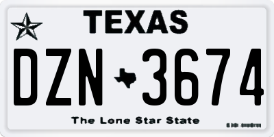 TX license plate DZN3674