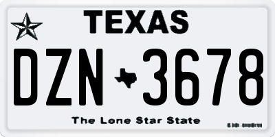 TX license plate DZN3678