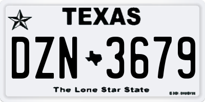 TX license plate DZN3679