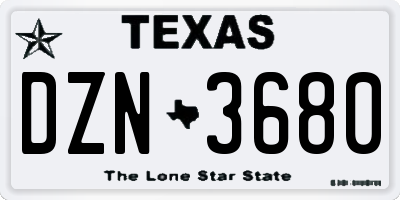 TX license plate DZN3680