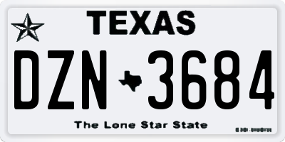 TX license plate DZN3684