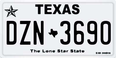 TX license plate DZN3690