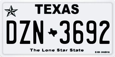 TX license plate DZN3692