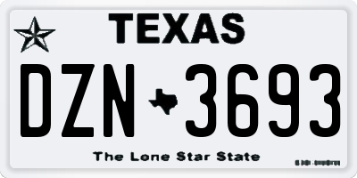 TX license plate DZN3693